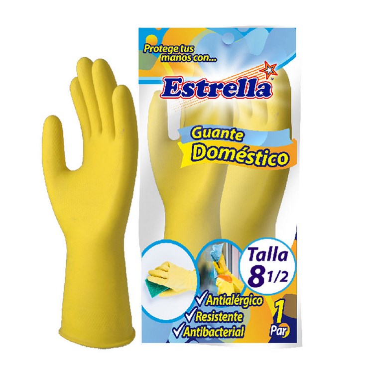 Guante Domestico Amarillo Estrella Talla 8 1/