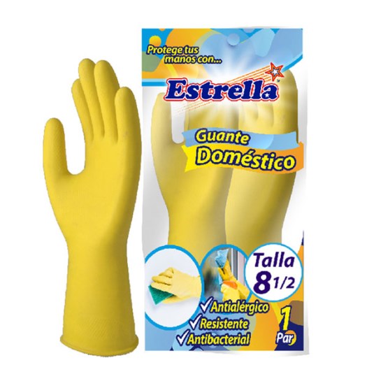Guante Domestico Amarillo Estrella Talla 8 1/