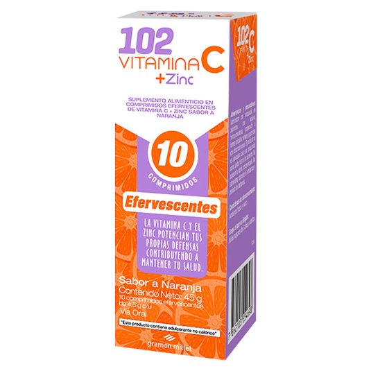 102 Vitamina C + Zinc Efervescente Naranja 45