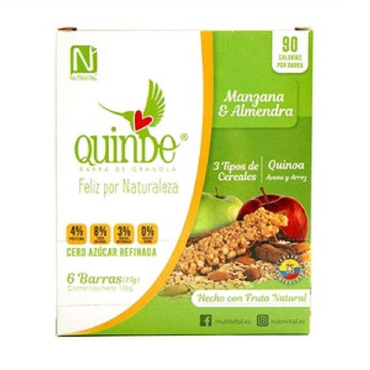 Barra Granola Manzana Y Alemendras Quinde 150 Gr