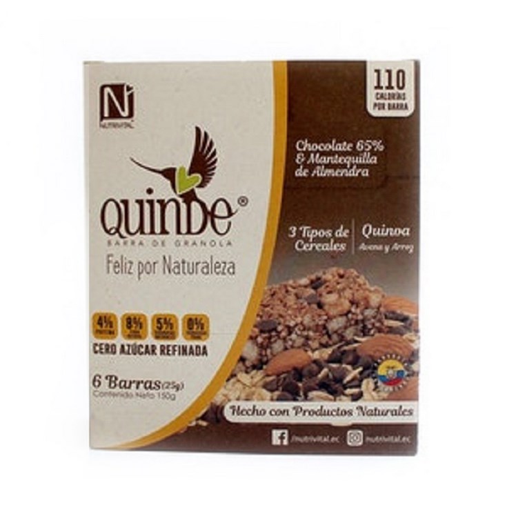 Barra De Cereal Chocolate Quinde 65% Mantequi