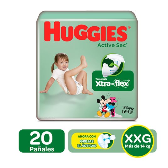 Pañal Active Sec Extra Extra Grande Huggies X 20