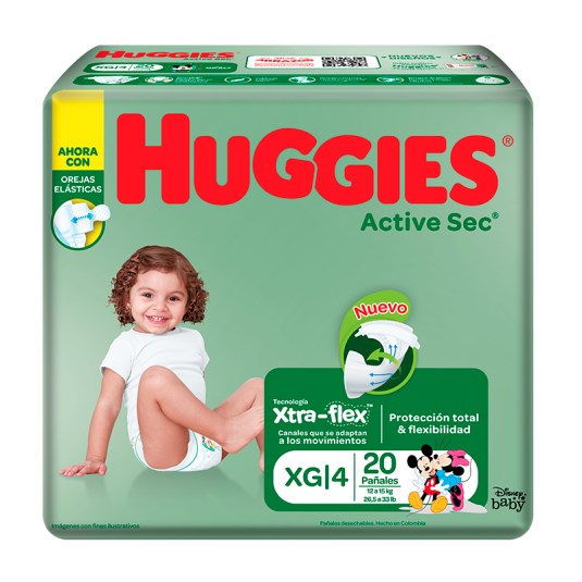 Pañal Active Sec Extra Grande Huggies X20