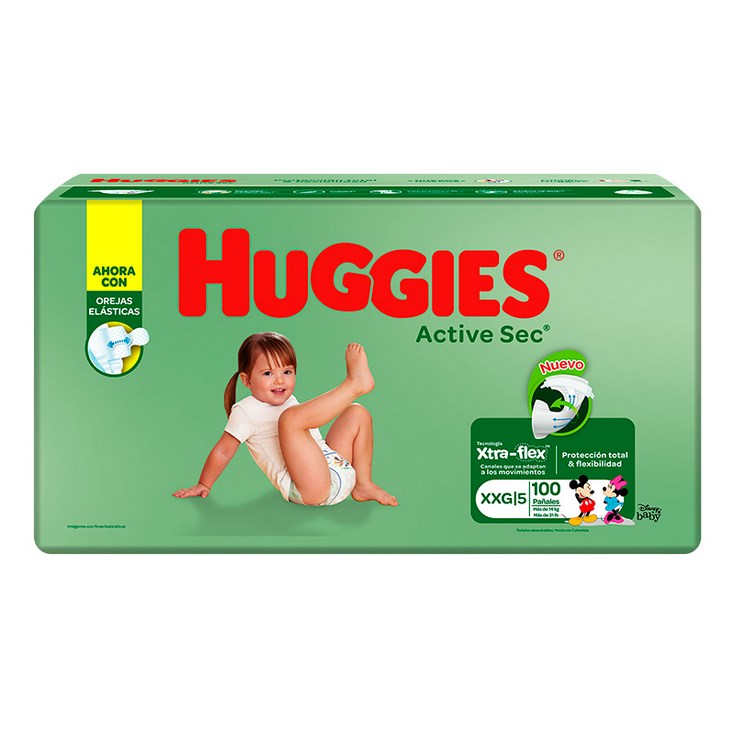 Pañal Active Sec Extra Extra Grande Huggies X 100