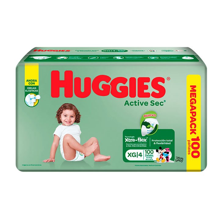 Pañal Active Sec Extra Grande Huggies X100