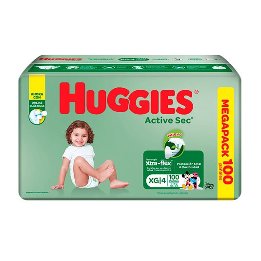 Pañal Active Sec Extra Grande Huggies X100