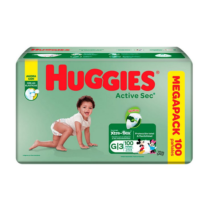 Pañal Active Sec Grande Huggies X100