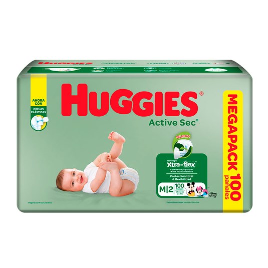 Pañal Active Sec Mediano Huggies X100