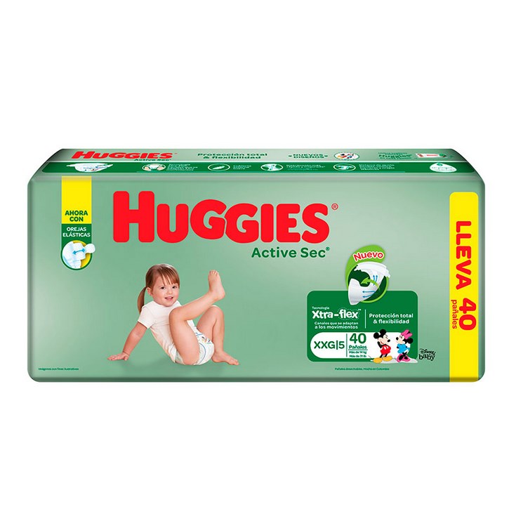 Pañal Active Sec Extra Extra Grande Huggies X 40