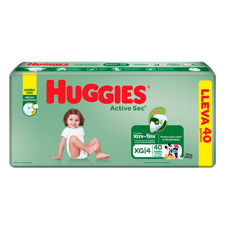 Pañal Active Sec Extra Grande Huggies X40