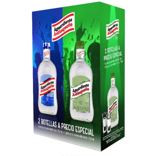 Antioqueño Aguardiente Duopack Azul + Verde 7