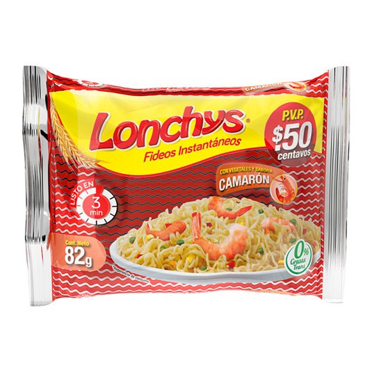 Fideo Instantáneo Camarón Lonchys 82 Gr