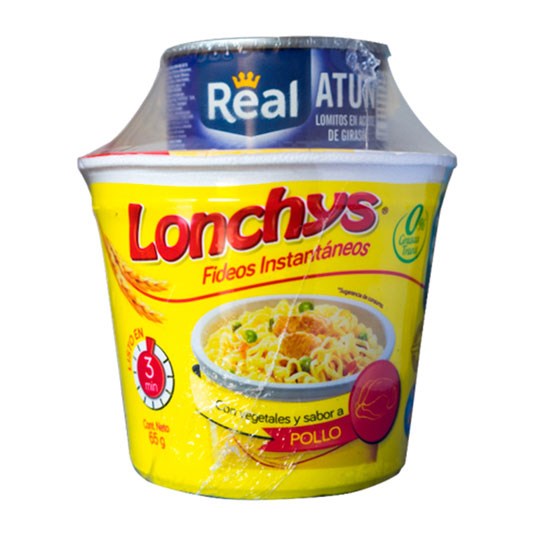 Fideo Instantáneo Pollo Lonchys 65 G + Atún 80 Gr