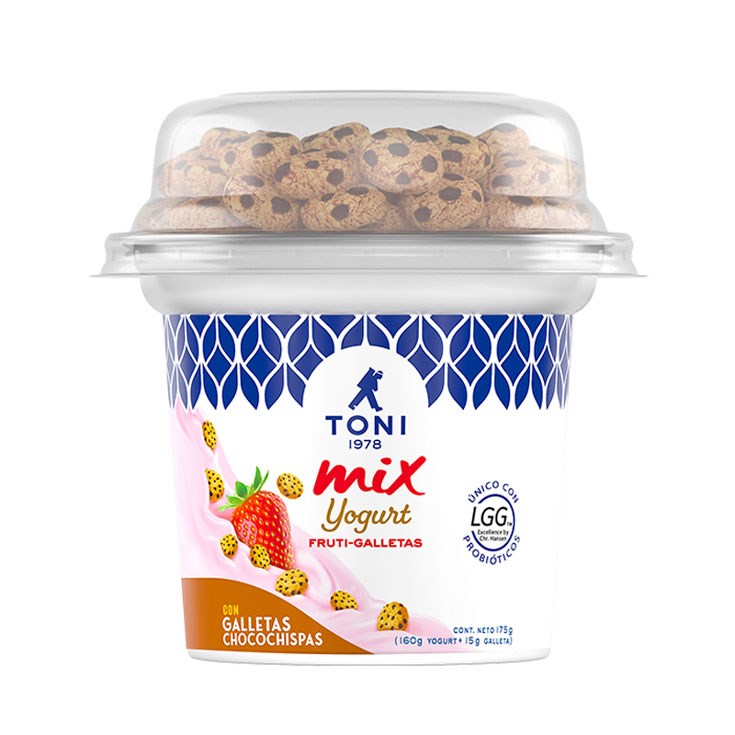 Yogurt Con Galletas Sabor Frutilla Toni Mix 175 Ml.