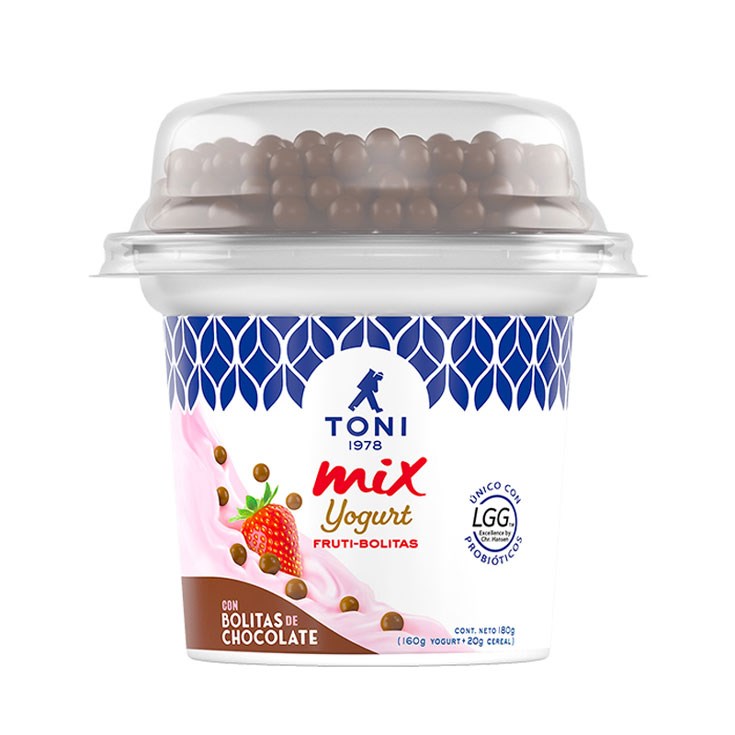 Yogurt con Bolitas Sabor Frutilla Toni Mix 180 Ml.