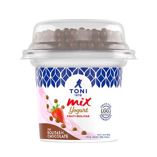 Yogurt con Bolitas Sabor Frutilla Toni Mix 180 Ml.