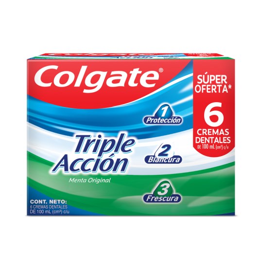 Crema Dental Triple Acción Colgate X6 100Ml.