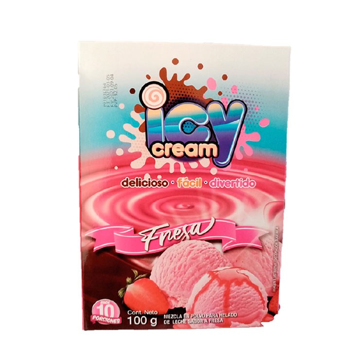Icy Cream Fresa Premezcla En Polvo Para Helado 100