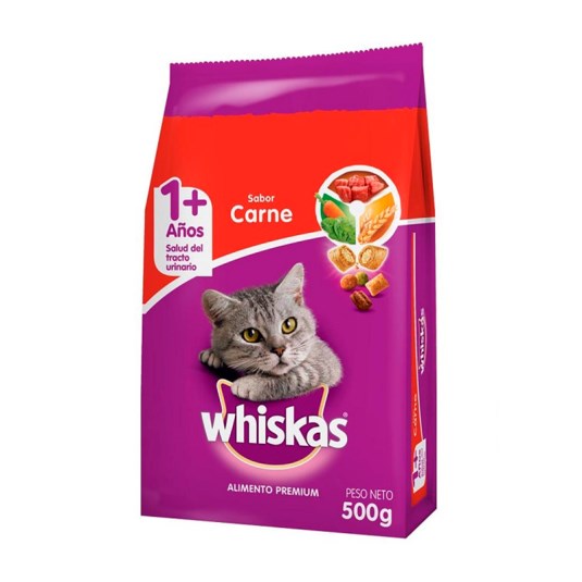 Whiskas Comida Para Gato Adultos Carne 500Gr.