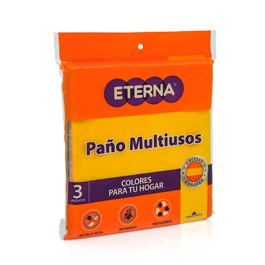 Eterna Paño Multiusos Antibacterial Colores X 3