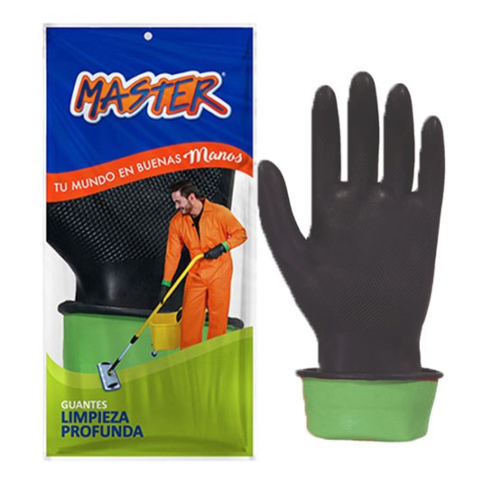 Master Guantes Limpieza Profunda Negro/Verde #7