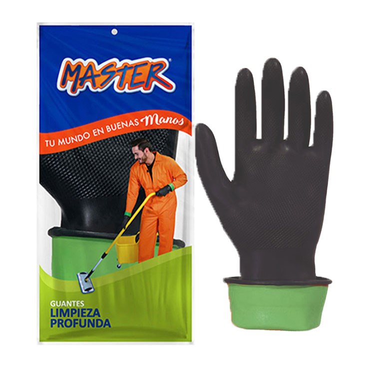 Master Guantes Limpieza Profunda Negro/Verde #8 