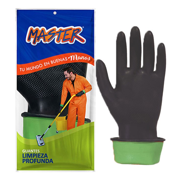 Master Guantes Limpieza Profunda Negro/Verde #8.5 