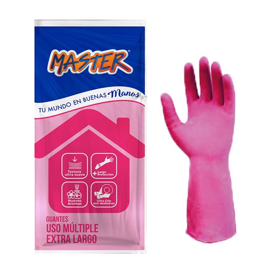 Master Guantes Extra Largo Rosa T.S