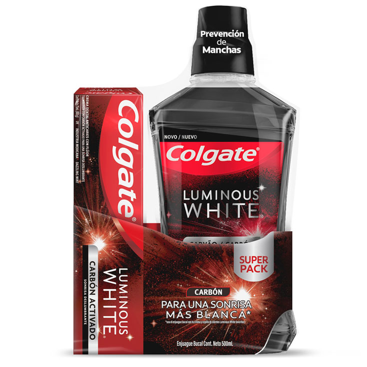 Enjuague Bucal Colgate Lum Carbon 500Ml + Crema 75