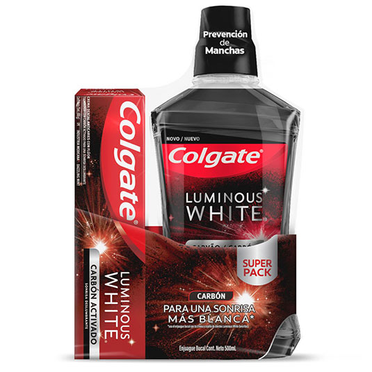 Enjuague Bucal Colgate Lum Carbon 500Ml + Crema 75