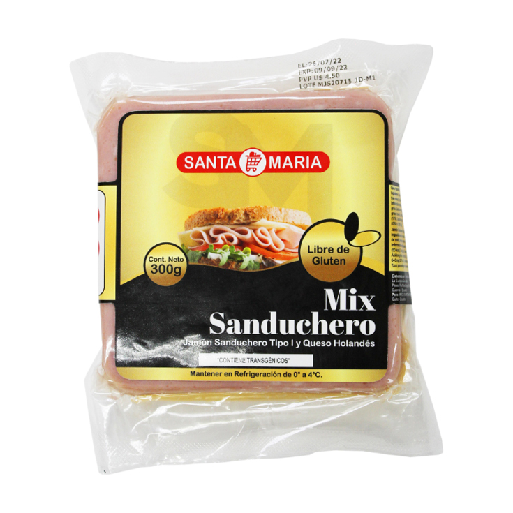 Santa Maria Mix Sanduchero Jamon + Queso Holandes 