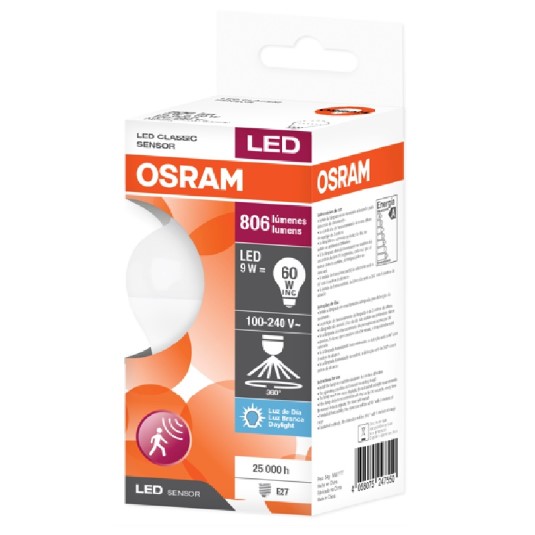 FOCO OSRAM LED CLASSIC SENSOR 60W LUZ BLANCA