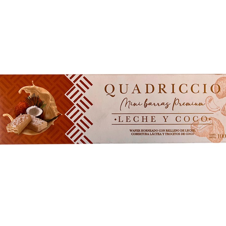 Waffer Mini Quadriccio Primium Leche Y Coco 100Gr