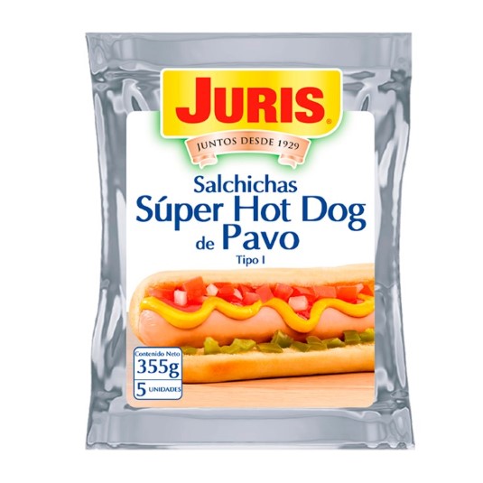 Salchichas Super Hot Dog De Pavo Juris 355 Gr
