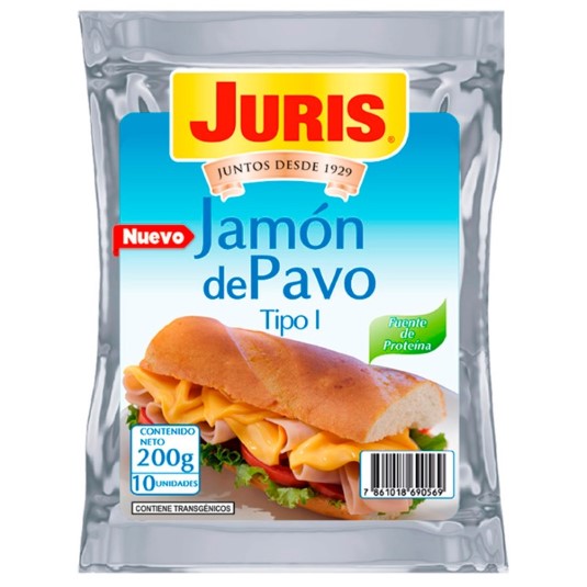 Jamón De Pavo Tipo I Juris 200 Gr