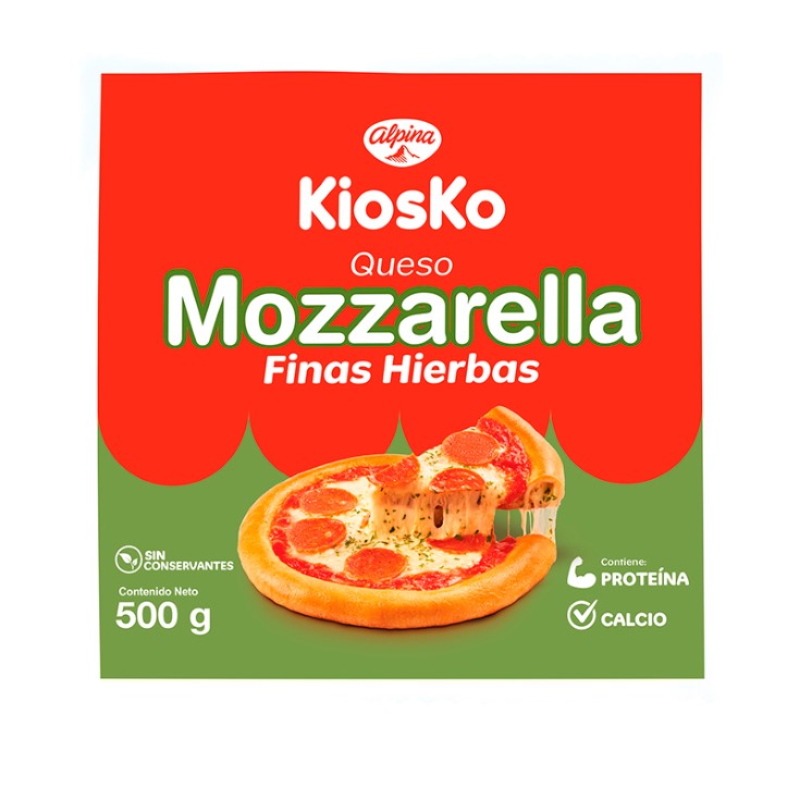 Kiosko Queso Mozzarella Finas Hierbas 500 Gr