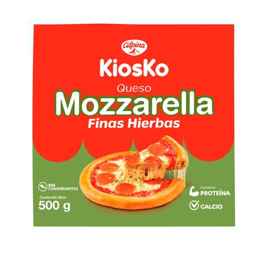 Queso Kiosko Mozzarella Finas Hierbas 500 Gr