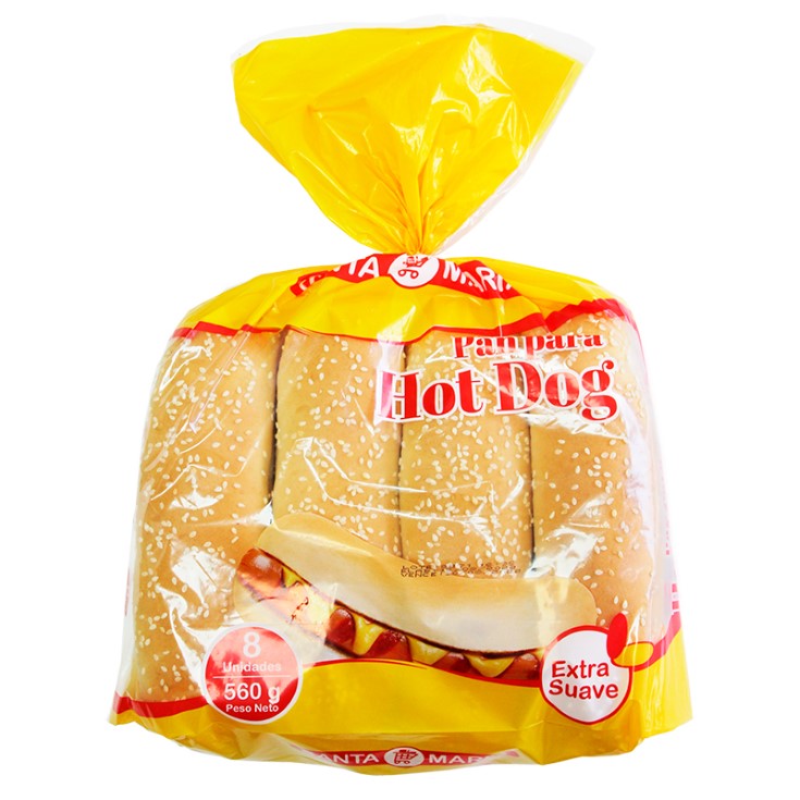 Pan De Hot Dog Santa Maria X8Un 560Gr