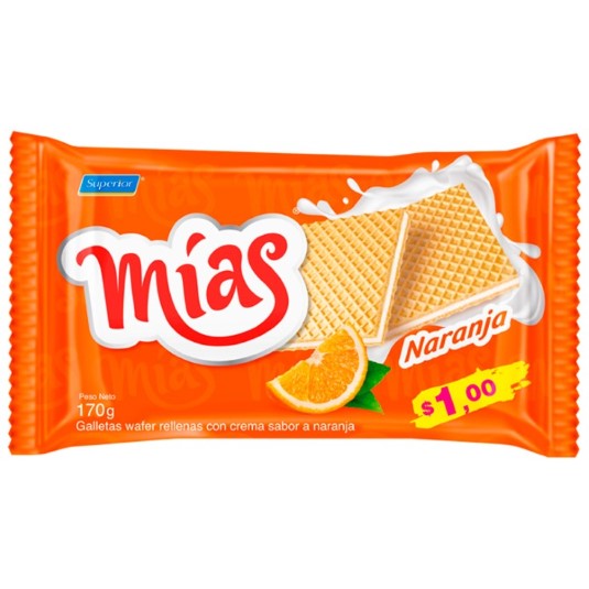 Galletas Mías Waffer Naranja 170Gr