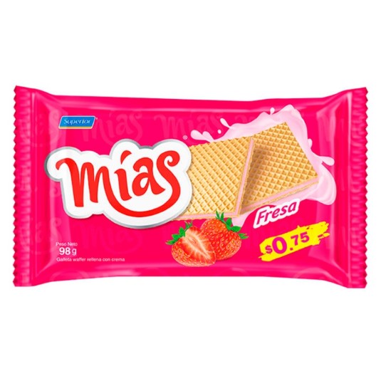 Galletas Mías Waffer Fresa 98Gr