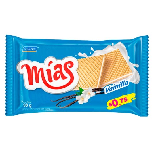 Galletas Mías Waffer Vainilla 98Gr