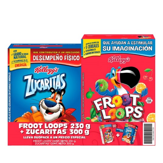 Cereal Kelloggs Froot Loops 230 Gr + Zucaritas 300