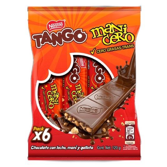 Chocolate con Mani y Galleta Tango Manicero X6 120GR.