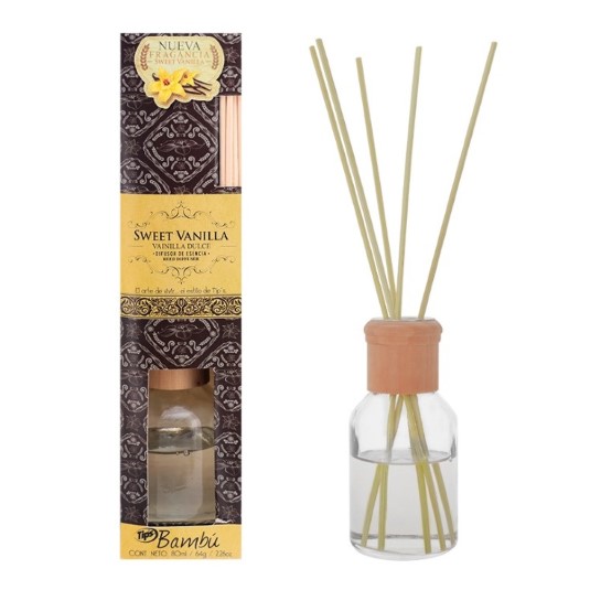 Difusor Esencia Tips Bambú Sweet Vanilla 80 Ml