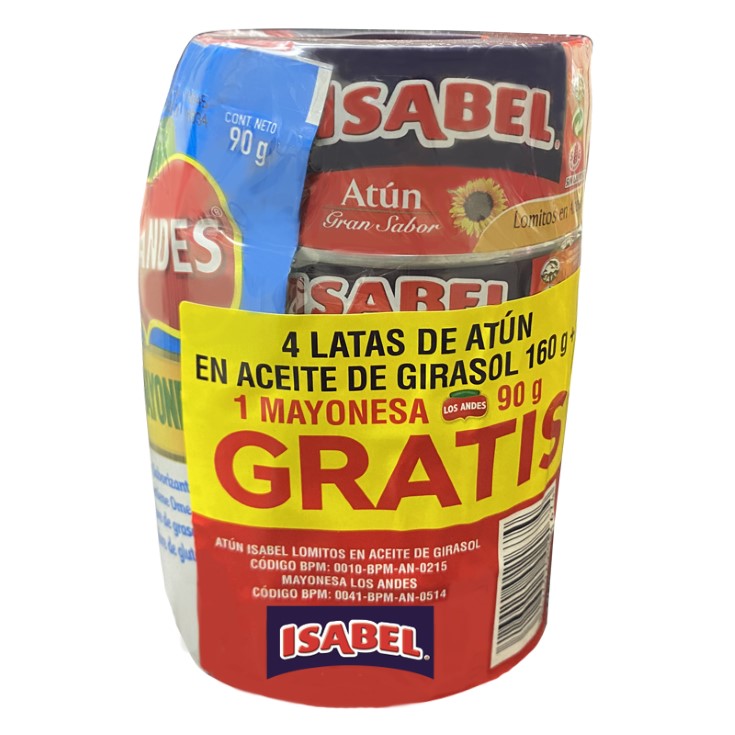 Atun Fourpack Isabel Aceite Girasol 160 Gr + Mayonesa