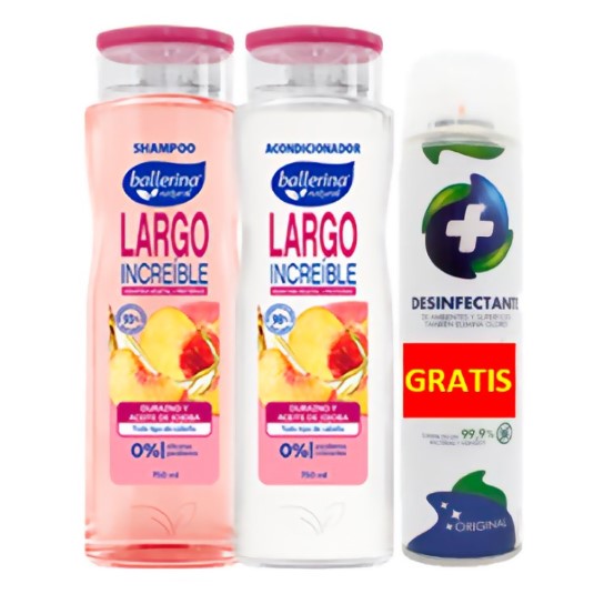 Shampoo Pack + Acondicionador 750ML Ballerina Largo Increibl