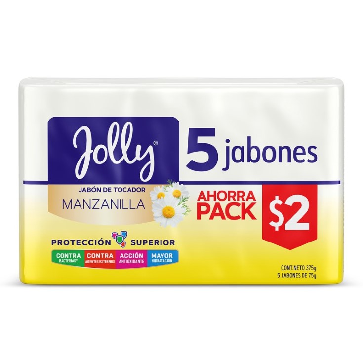 JABON EN BARRA MANZANILLA PACK X5 JOLLY 375GR.