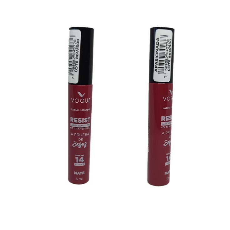 Labial Liquido Resist Apasionada a Prueba de Besos Vogue 3Ml