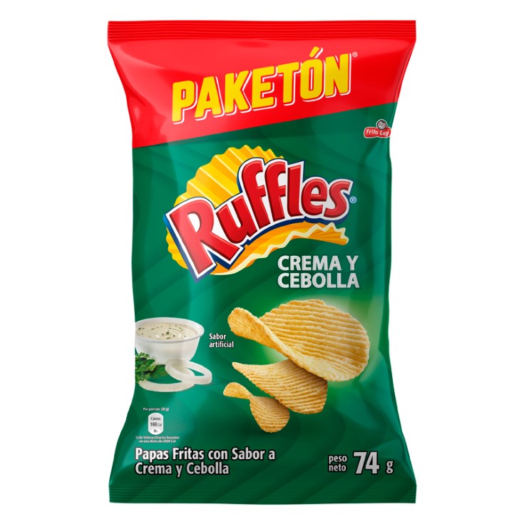 Papas Sabor a Crema y Cebolla Ruffles 74GR