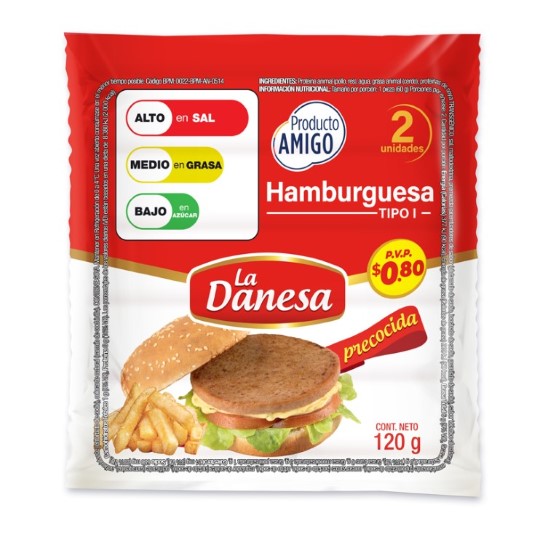 Hamburguesa Precocida La Danesa 120 Gr.